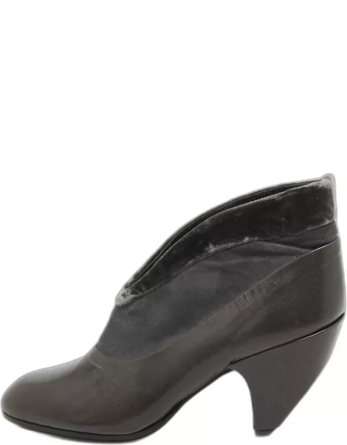 Marc Jacobs Grey Leather Suede & Velvet Ankle Boot