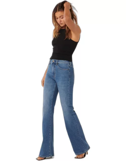 Forever New Women's Kira Relaxed Flare Jeans in Mid Wash