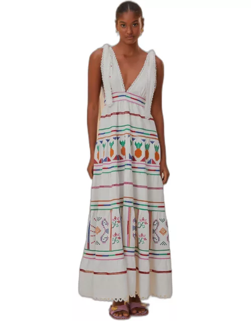 Off-White Embroidered Maxi Dress, OFF-WHITE /