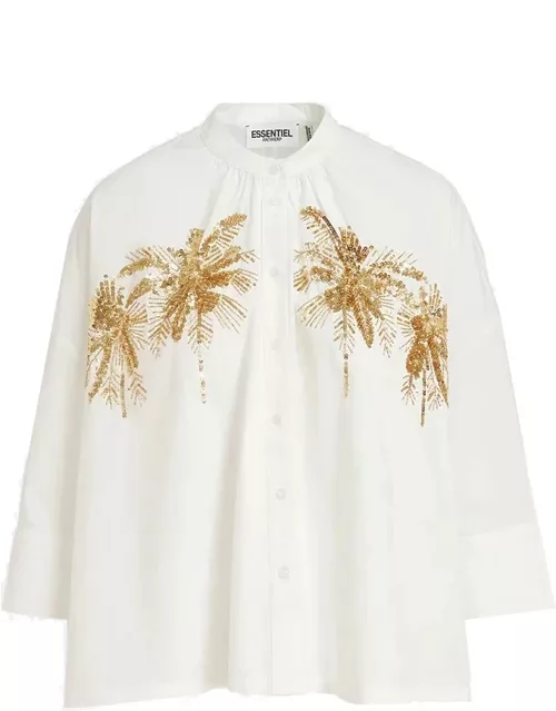 ESSENTIEL ANTWERP Fergana Sequinned Shirt - White
