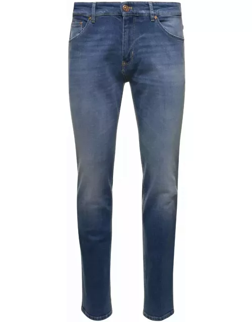 PT01 Blue Medium Waist Slim Jeans In Cotton Blend Man