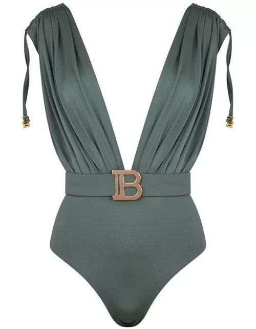 BALMAIN Drape Swimsuit - Khaki 310