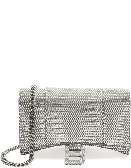 Balenciaga Hourglass Crystal-embellished Wallet-on-chain - Silver