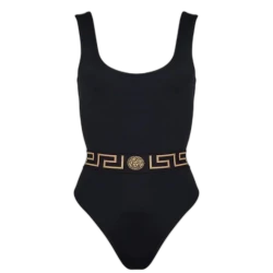 VERSACE ICON Belt Logo Swimsuit - Black 1B000