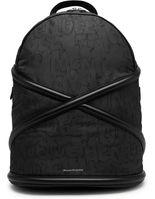 Alexander Mcqueen Harness Printed Nylon Backpack - Black