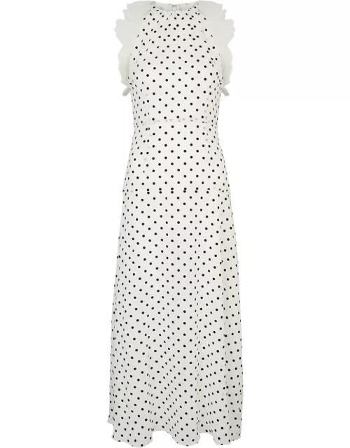Alessandra Rich Polka-dot Silk Georgette Midi Dress - White And Black - 44 (UK12 / M)
