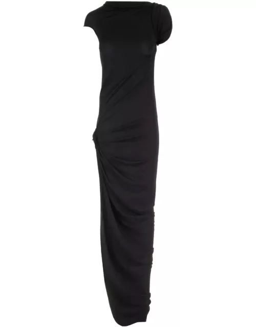 Rick Owens Long Dress In Black Stretch Viscose