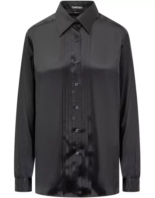 Tom Ford Silk Shirt With Pleated Detai