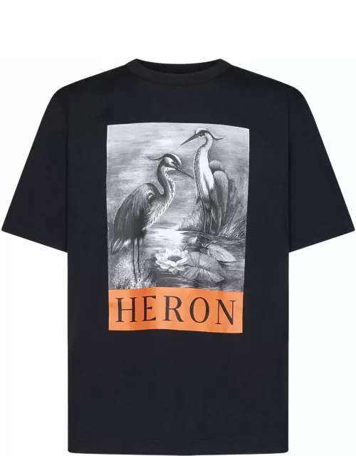 HERON PRESTON Nf Black Cotton T-shirt
