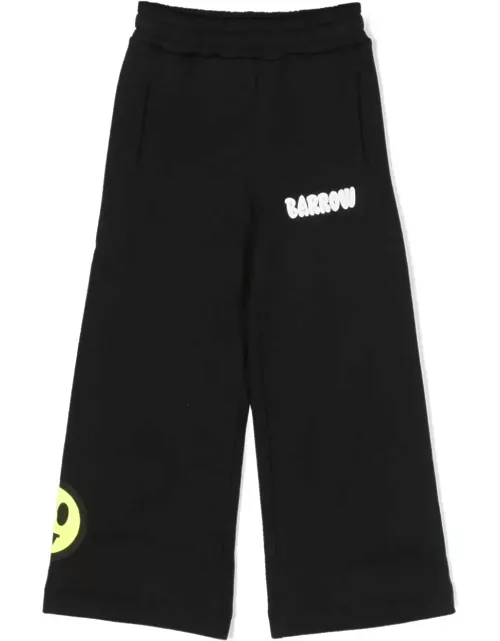 Barrow Black Wide Joggers With Logo And Lettering