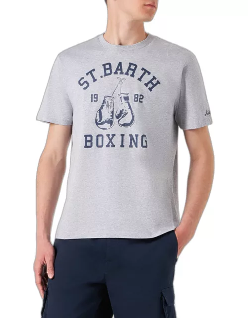 MC2 Saint Barth Man Cotton T-shirt With St. Barth Boxing Print