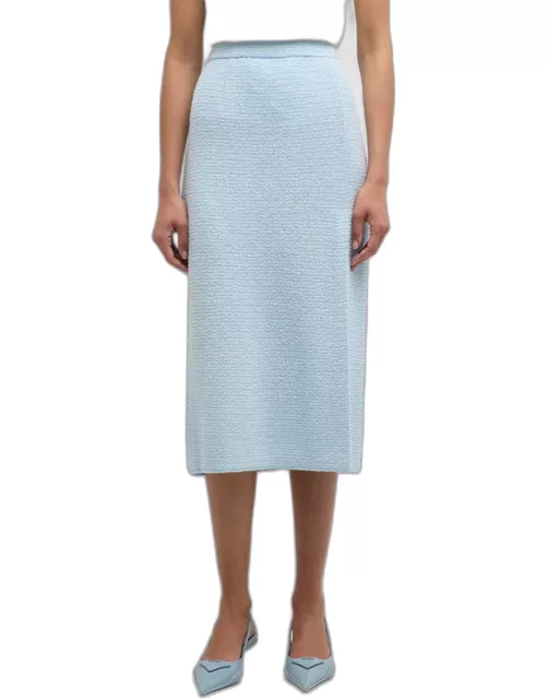 Straight Tweed Knit Midi Skirt