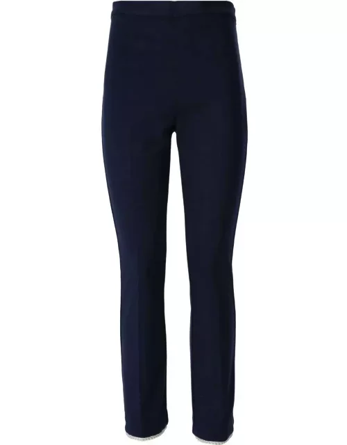 TwinSet Blue Cropped Trousers With Pearl