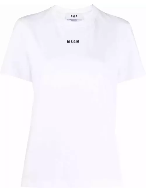 MSGM White T-shirt With Black Micro Logo