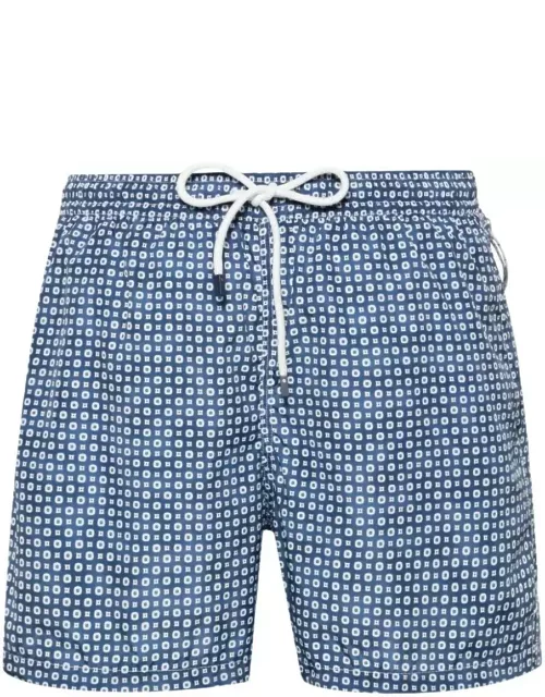Fedeli Swim Shorts Blu Con Micro Pattern