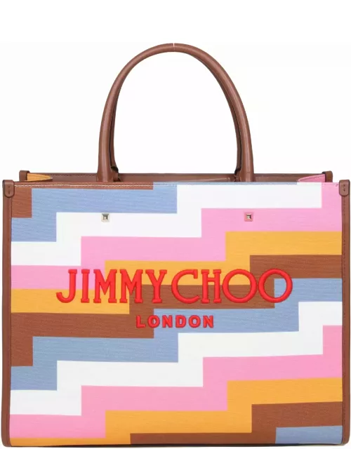 Jimmy Choo Avenue M Tote In Multicolor Canvas And Leather