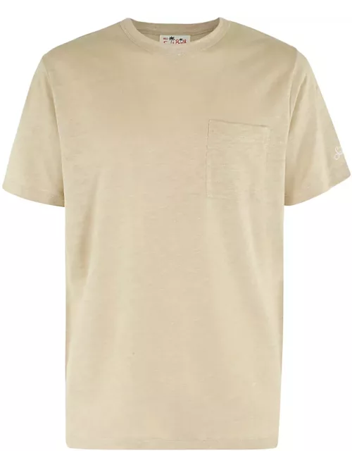 MC2 Saint Barth Linen T Shirt With Front Pocket
