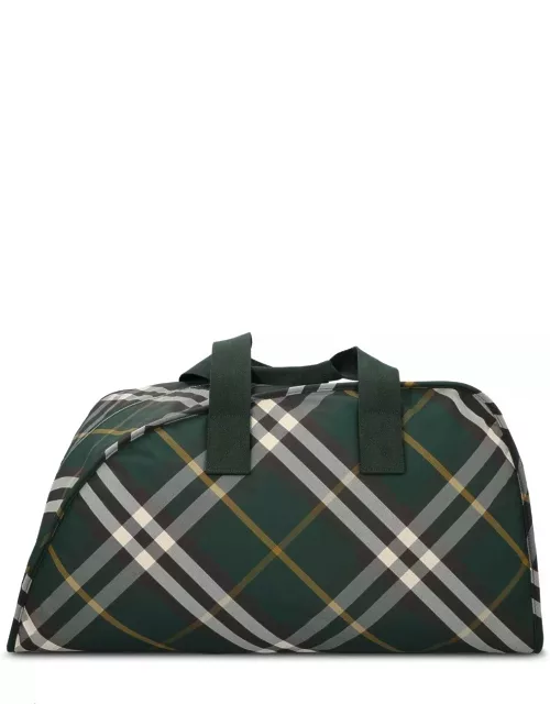 Burberry Large Shield Check-pattern Zipped Duffle Bag