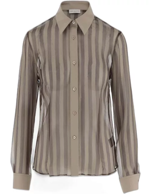 Dries Van Noten Cotton And Silk Shirt With Striped Pattern