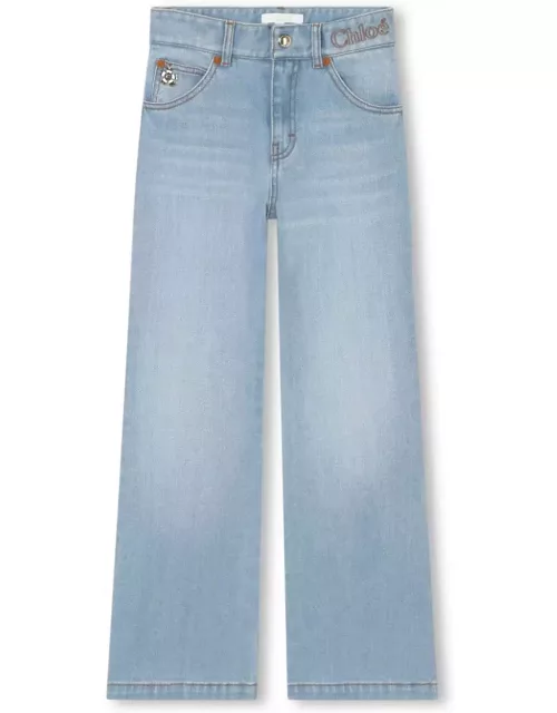 Chloé Light Blue Washed Denim Straight Jean