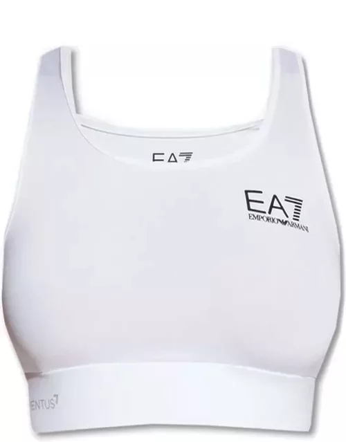 EA7 Logo Printed Square Neck Sports Bra