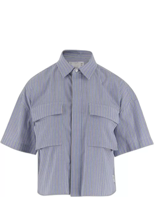 Sacai Cotton Shirt With Striped Pattern
