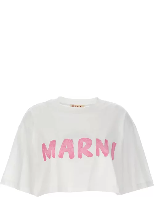 Marni Logo Print Crop T-shirt