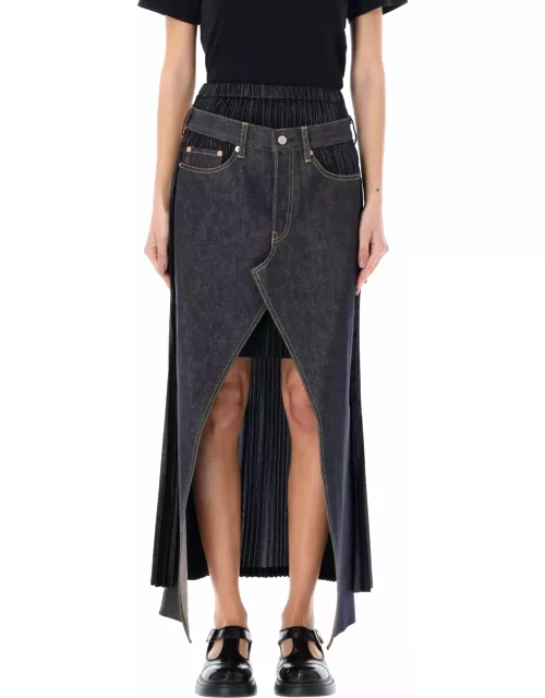 Junya Watanabe Deconstructed Pleated Denim Skirt