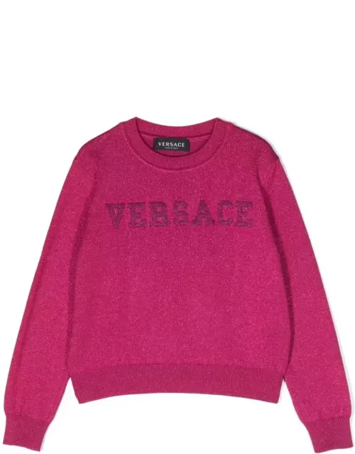 Versace Pullover Fucsia In Lurex Bambina