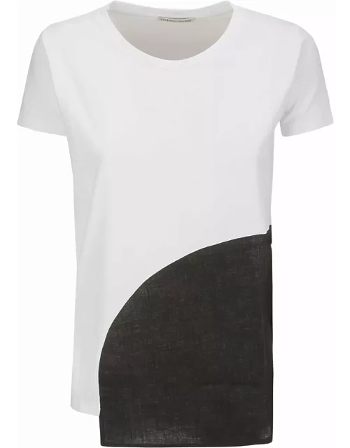 Stefano Mortari S/s Cotton T-shirt With Linen Detai