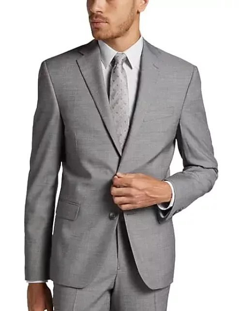 Awearness Kenneth Cole Big & Tall Modern Fit Notch Lapel 2-Button Men's Suit Separates Jacket Black/White Sharkskin