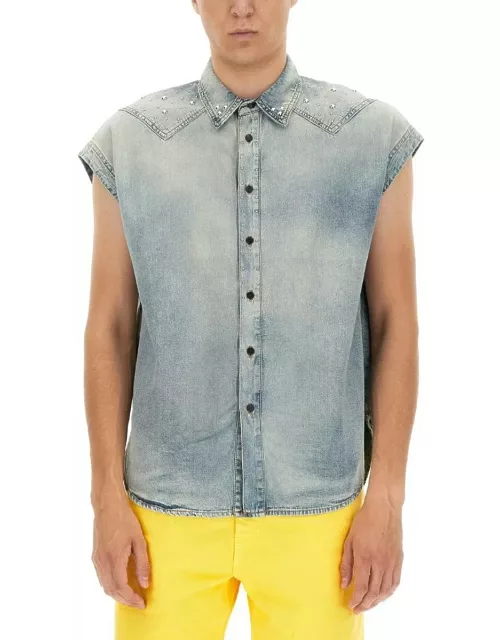 Saint Laurent Buttoned Sleeveless Denim Shirt