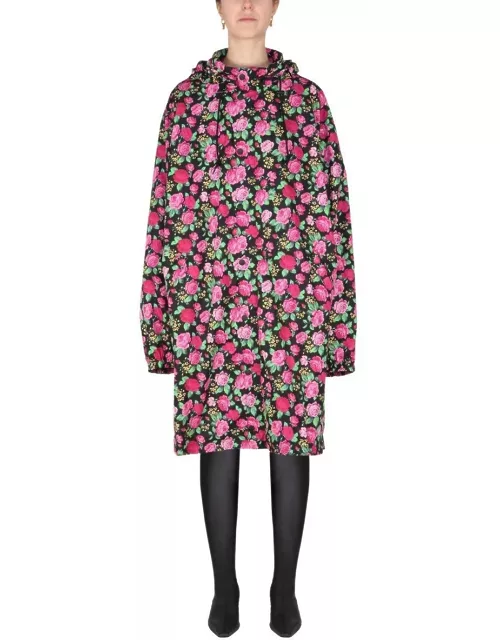 Balenciaga Floral Pattern Hooded Coat
