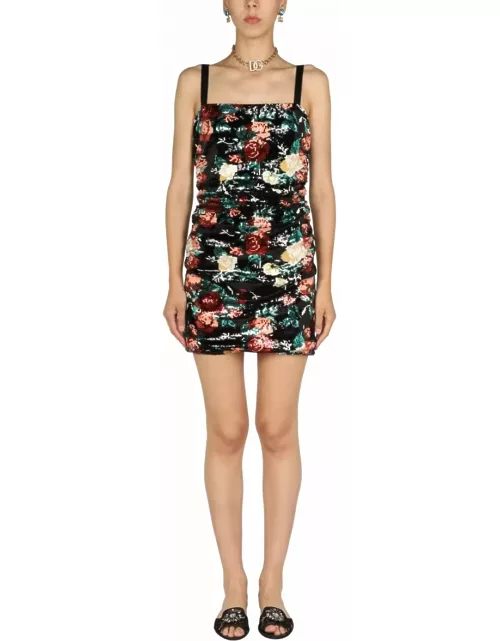 Dolce & Gabbana Rose Embroidery Short Dres