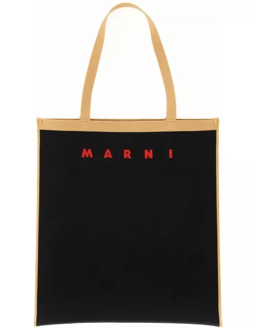 Marni Black Canvas Shopping Bag