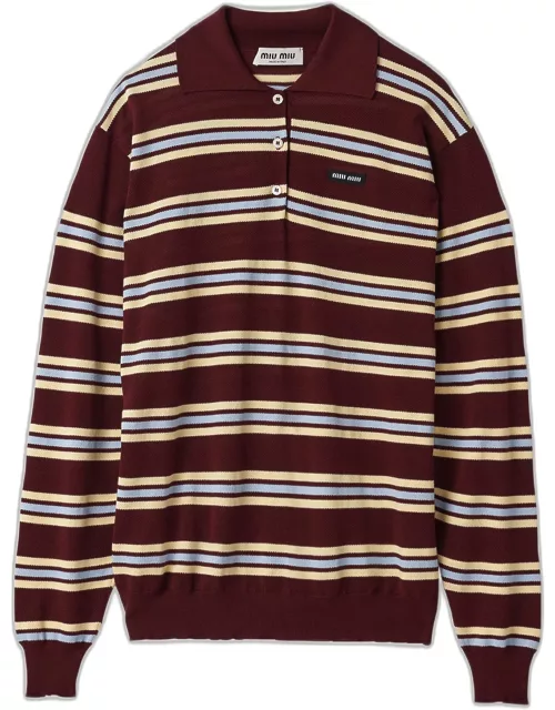 Stripe Knit Polo Sweater