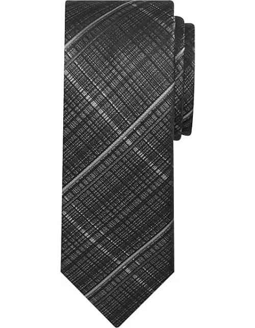 Egara Men's Narrow Matrix Plaid Tie Black