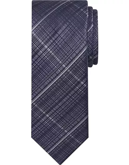 Egara Men's Narrow Matrix Plaid Tie Purple