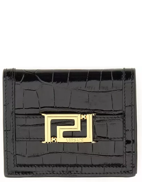 Versace Greca Goddess Embossed Bi-fold Wallet