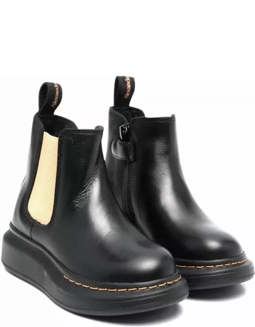 Alexander McQueen Ankle Boot With Contrasting Elastic On The Side