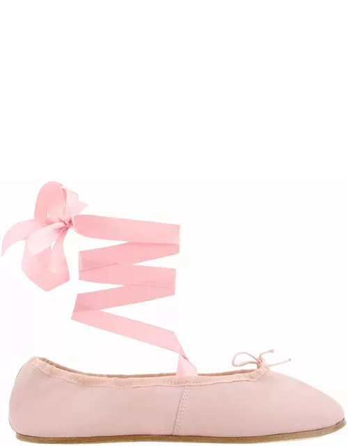 Repetto sofia Pink Ballet Flats With Ribbon In Leather Woman