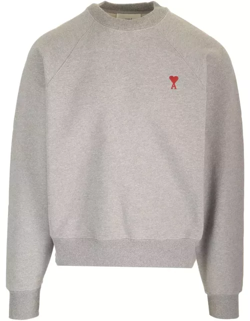 Ami Alexandre Mattiussi Grey Sweatshirt With Mini Logo