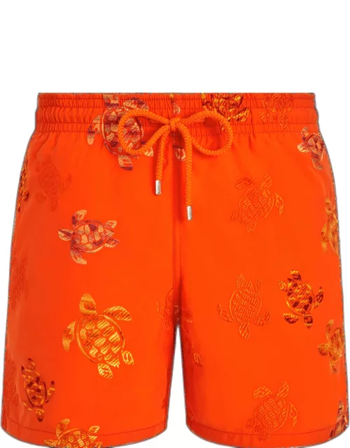 Men Swim Shorts Embroidered Tortue Multicolore - Limited Edition - Swimming Trunk - Mistral - Orange