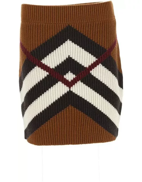 Burberry Checked Knitted Mini Skirt