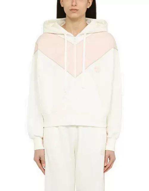 White/pink cotton hoodie