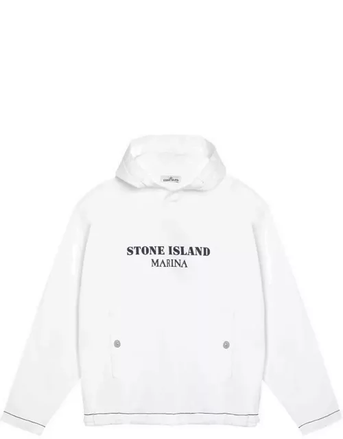 White cotton hoodie with logo