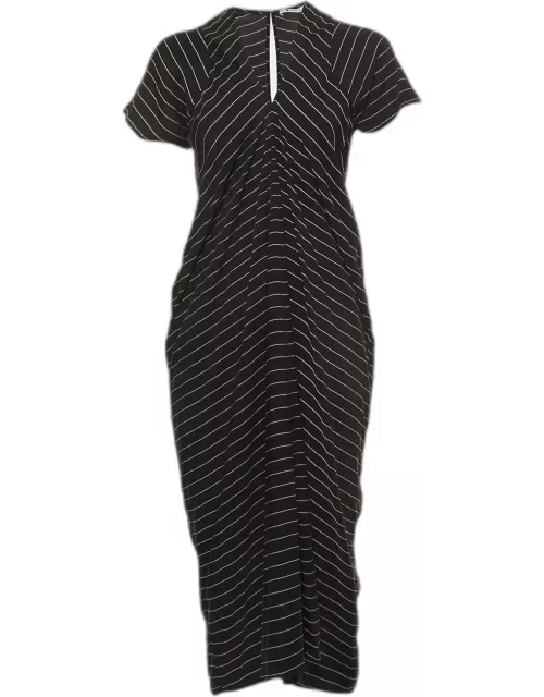 Alexander Wang Black Striped Short Sleeve Midi Dress