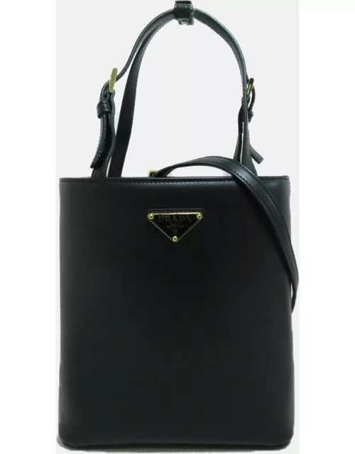 Prada Black Saffiano Leather Small Panier Shoulder Bag