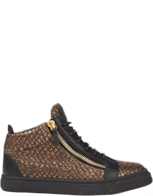 Giuseppe Zanotti Python Embossed Leather Sneakers