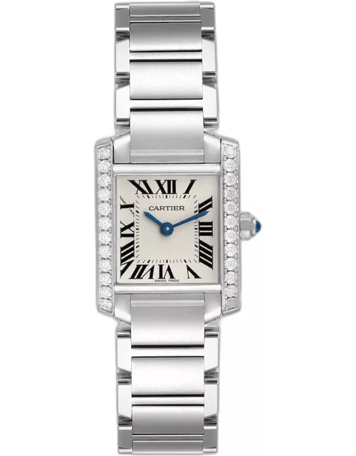 Cartier Tank Francaise Small Steel Diamond Bezel Ladies Watch 20 m